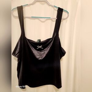 Black stretch velour tank, NWT